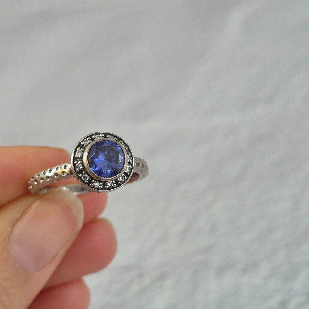 Silpada Azure Allure Cubic Zirconia Sterling Silver Ring R2806 Size 8.5 Halo - Picture 2 of 12